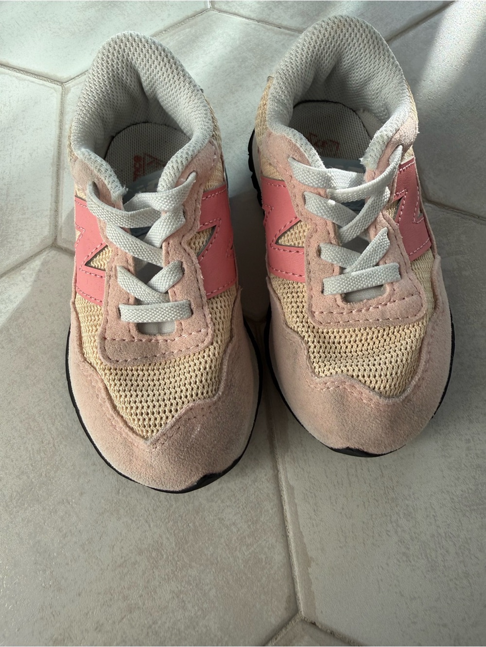 New Balance toddler girl Pink and Cream Sneakers